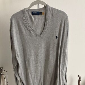 Polo by Ralph Lauren Light Gray V-Neck Men's Sweatshirt